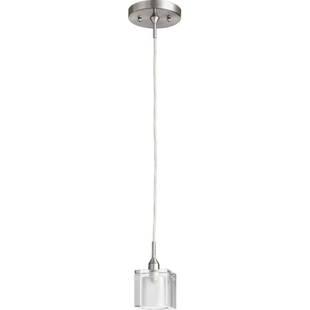 Quorum One Light Satin Nickel Clear/ Frost Glass Down Mini Pendant 1361-65